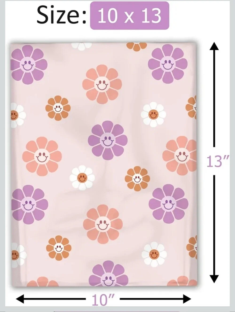 Smiley Flower Pink Polymailer Packages — Pastel Floral Print